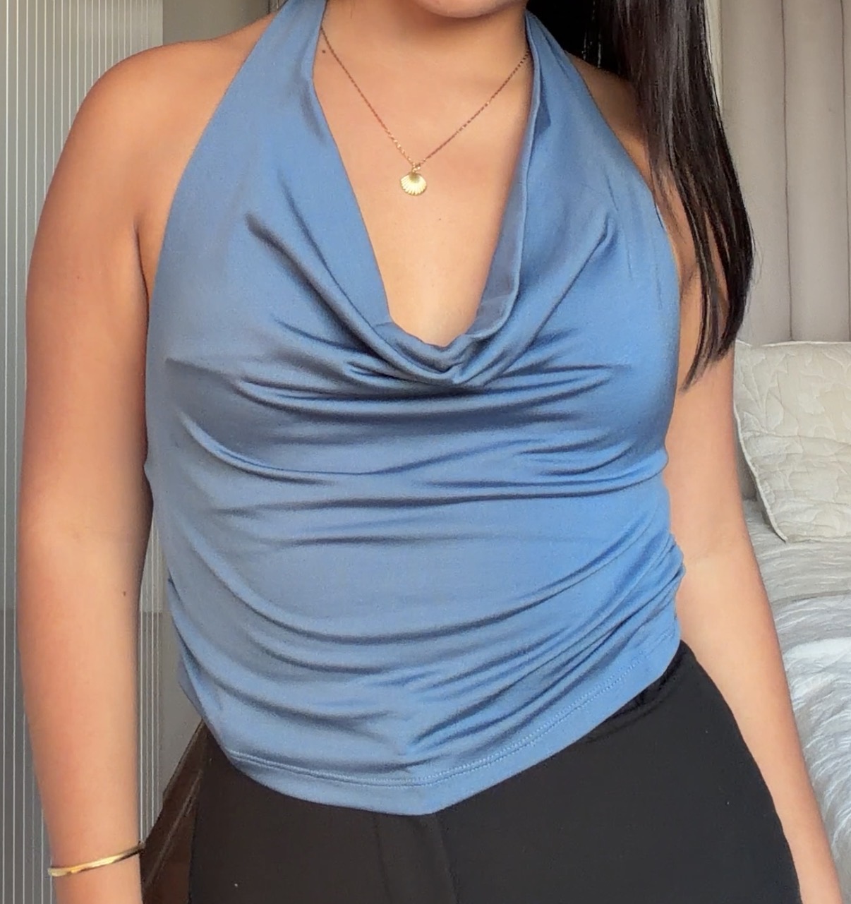 blusa/ Top color verde y azul 