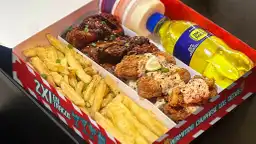 7 alitas + papas fritas + bebida