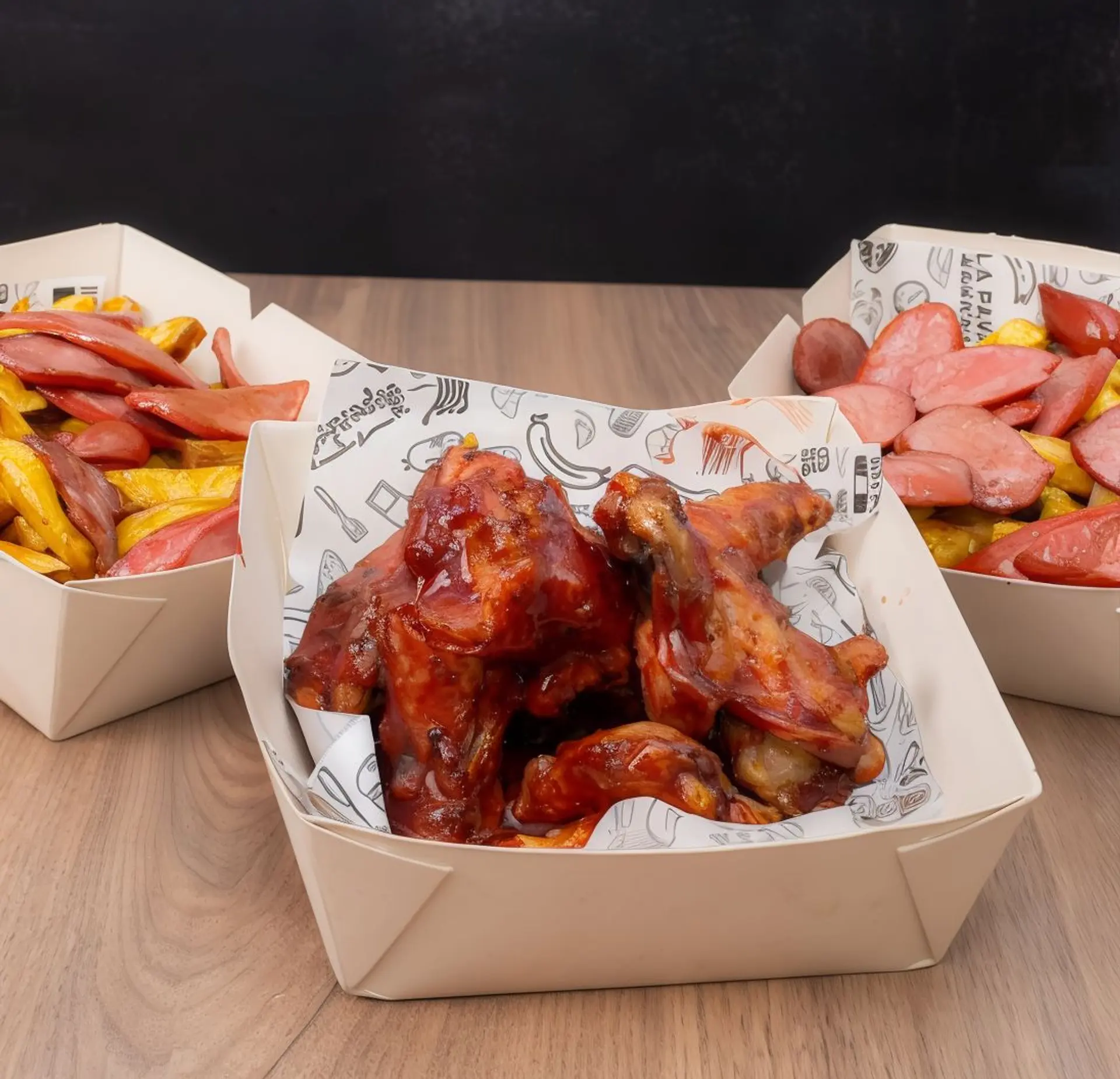 Alitas BBQ X5 Con Papas Fritas Con 1 Gaseosa