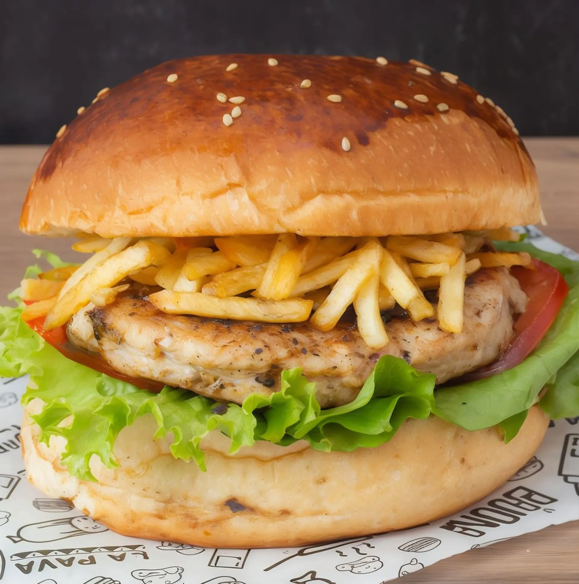 Chicken Americana Con Papas Fritas