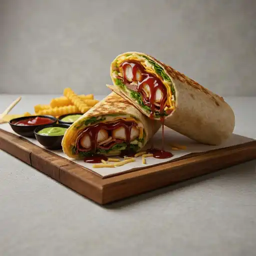 Crispy chicken bacon cheese bbq wrap