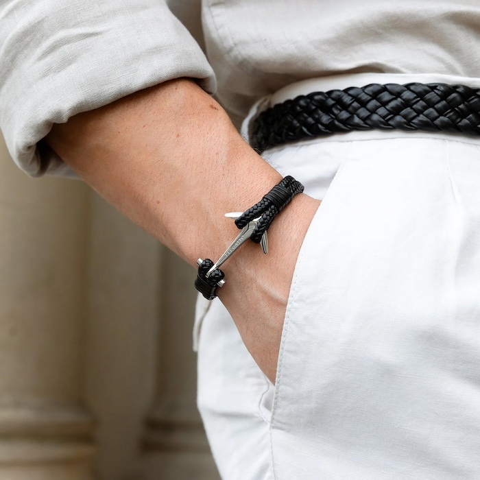 Pulsera Ancla duo de cuero