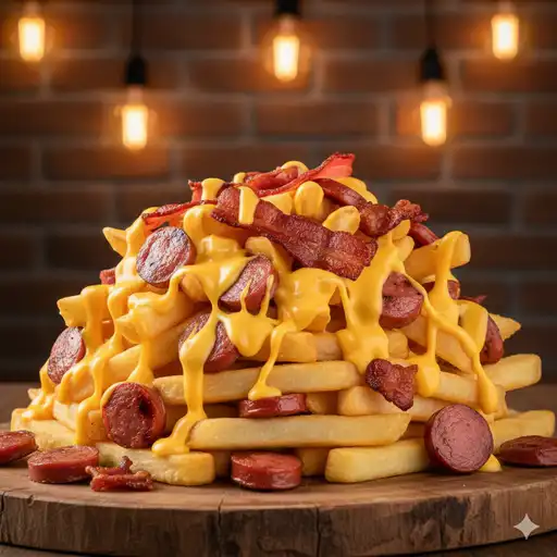 Salchipapa Cheddar