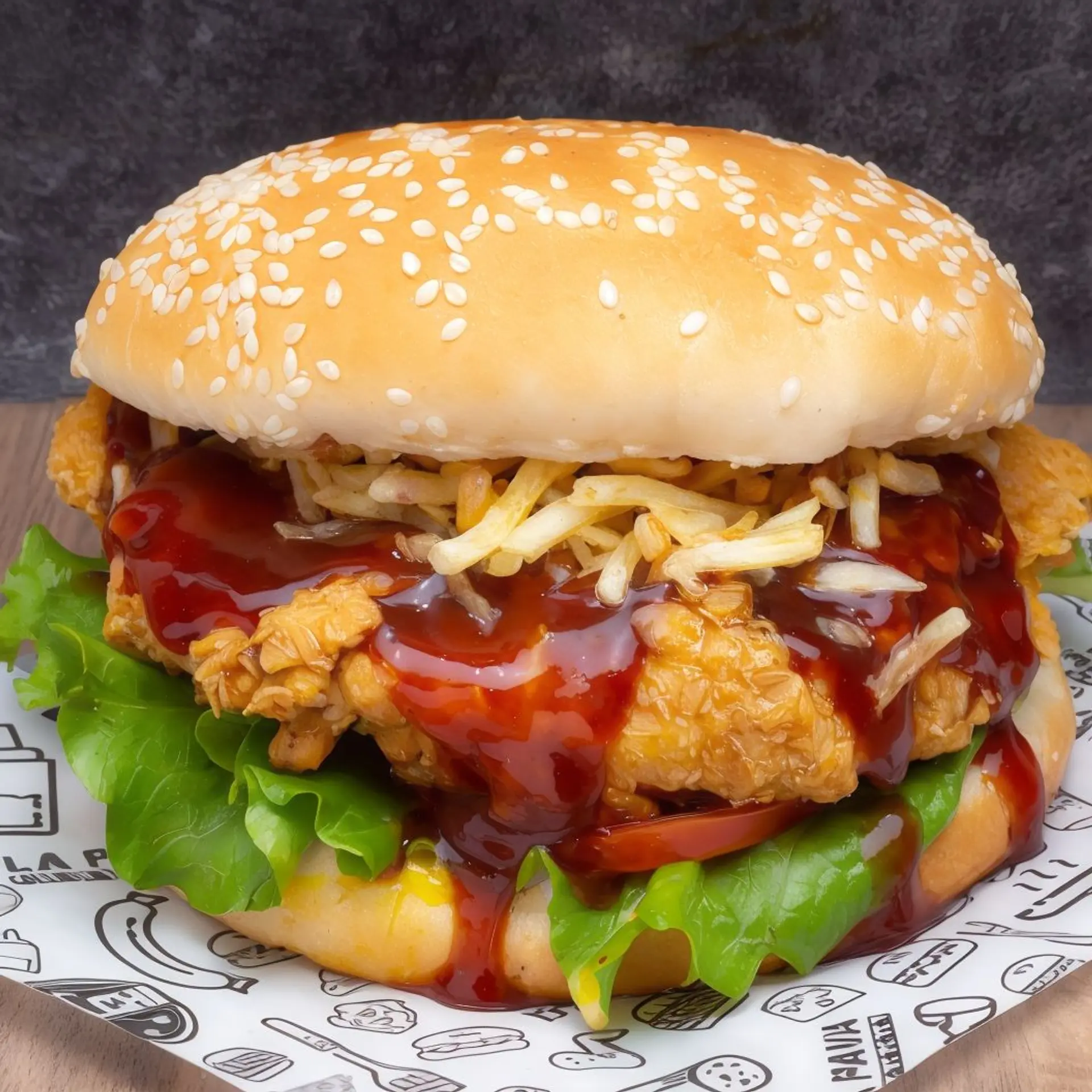 Crispy Con Salsa Bbq Con Papas Fritas