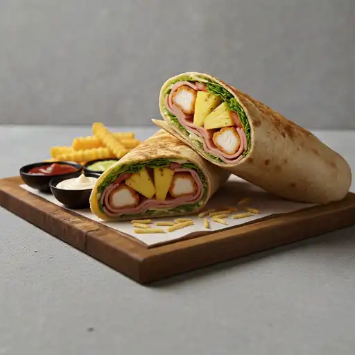 Crispy chicken hawaian wrap