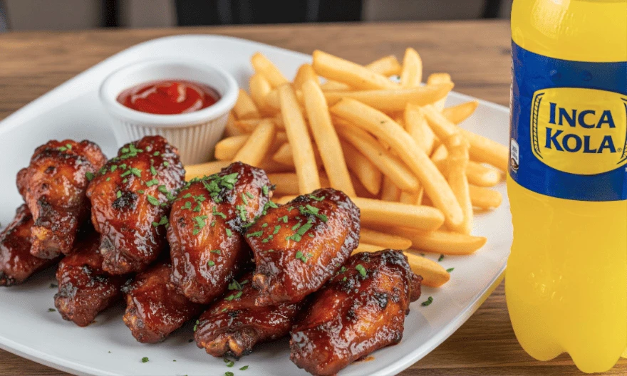 8 alitas bbq+ papas fritas