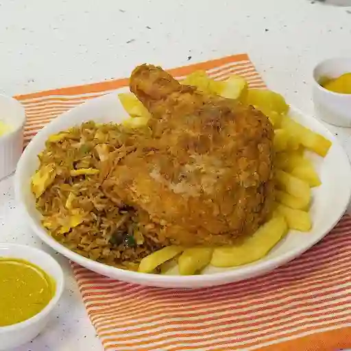 2 Piezas chaufa broaster más papas